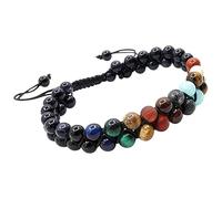 Generisch Maman Pulsera Elástica Pulsera Joyería Planet Stone Bead Pulsera Accesorio de estilo galáctico perfecto Acero Negro Perla Múltiples Perlas Anillos, talla única, Resina