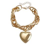 Generisch Maman - Pulsera para mujer, diseño de puffy Love Thick Chain Choker Necklaces con charm Statement Jewelry For Women Girls Rodonite Valentine, colores naturales, talla única, Metal
