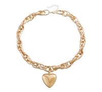 Generisch Maman - Pulsera para mujer, diseño de puffy Love Thick Chain Choker Necklaces con charm Statement Jewelry For Women Girls Rodonite Valentine, colores naturales, talla única, Metal