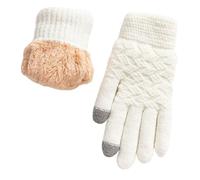 Generisch Manoplas de doble capa con forro polar para mujer, diseño jacquard, para actividades invernales como esquí y ciclismo (blanco, talla única)