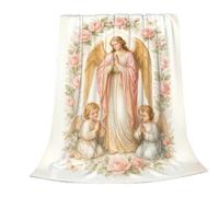 Generisch Manta de franela | 130 x 150 cm y cálida con diseño católico, manta de sofá con diseño de María como asiento, para dormitorio, salón, oficina, mujeres, niños y adultos