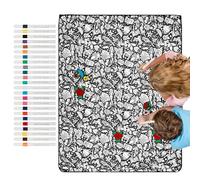 Generisch Manta de pintura para niños | 59 x 45 pulgadas reutilizable lavable - con 24 rotuladores para usted mismo, para niños y adultos para colorear, manualidades, en sofá, cama, viajes y en