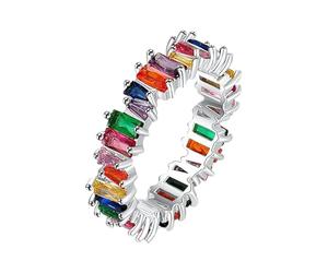 Generisch Mapa De Los Anillos Circonita Anillo Colorido Arco Iris Anillo De Piedras Preciosas Multicolor Joyería Anillos De Encuadernación, 8, Cobre, Sin piedra preciosa