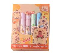 Generisch Marcadores fluorescentes bonitos, 14 x 10,6 x 2 cm, rotulador brillante con punta biselada, varios colores fluorescentes, uso de material de oficina para la escuela de diario Capybara