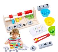 Generisch Marco de rastrillo de Madera para niños, de Primavera de Madera con números y Colores, Juego de conteo con Perlas Surtido, Juego Educativo, para niñas y niños a Partir de 3 años
