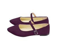 Generisch Mary Jane - Mocasines de ante para mujer, bailarina, cómodos, planos, informales, puntiagudos, con hebilla, correas de ballet, suaves, cómodos, informales, de negocios, Z2 Dark Purple, 35 EU