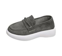 Generisch Mary Jane - Mocasines de punta para mujer, mocasines cómodos, ligeros, para el tiempo libre, antideslizantes, suelas suaves, de ante, Z2 gris., 37 EU