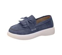 Generisch Mary Jane - Mocasines de punta para mujer, mocasines cómodos, ligeros, para el tiempo libre, antideslizantes, suelas suaves, de ante, Z1 azul., 41 EU