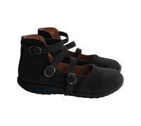 Generisch Mary Jane - Zapatos bajos para mujer, de ante con correas, para barco, para el tiempo libre, para el verano, para caminar, trekking, para exteriores, cómodos, ligeros, Negro , 41 EU