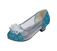 Generisch Mary Jane - Zapatos de princesa para niña, bailarinas con tacón brillante, zapatos de fiesta, mocasines para niños, cosplay, bodas, zapatos escolares, azul, 34 EU