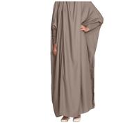 Generisch Mas Islámicas Musulmana Dubai Central Turquía Túnica para Mujeres con gran columpio,Liso,Cuello Redondo,Temperamento suelto,Ropa de oración, caqui, Talla única