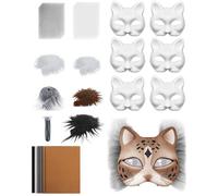 Generisch Máscara de gato con forma básica | Mascarillas de animales sin imprimir para disfrazarse, juego de manualidades con malla y accesorios de tela de terciopelo para carnaval, cosplay, fiesta