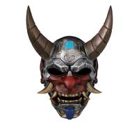 Generisch Máscara de Samurai Oni hecha a mano de resina japonesa de demonio, diseño mecánico, cosplay, carnaval, Halloween, decoración (negro)