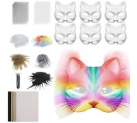 Generisch Mascarillas para gatos para manualidades, juego de máscaras de gato sin , juego de manualidades con malla y accesorios de tela de terciopelo para carnaval, cosplay, fiesta, mascarada