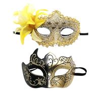 Generisch Masquerade Sequins Caveman MardiMasquerade Sequins Caveman Mardi Boca Nariz Cubierta Diseño Flores, dorado, Talla única