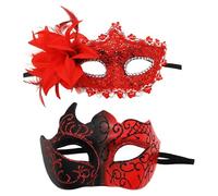 Generisch Masquerade Sequins Caveman MardiMasquerade Sequins Caveman Mardi Boca Nariz Cubierta Diseño Flores, rojo, Talla única