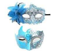 Generisch Masquerade Sequins Caveman MardiMasquerade Sequins Caveman Mardi Boca Nariz Cubierta Diseño Flores, azul oscuro, Talla única