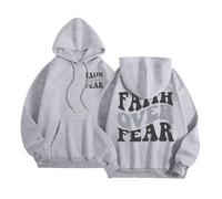 Generisch Medias de arco iris para mujer, sudaderas con capucha con estampado de letras, manga larga y bolsillos, suéter para mejores amigos, Gris claro., XL