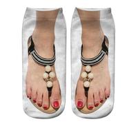 Generisch Medias sin soporte opacas rojas divertidas calcetines ocultos para correr para mujer, personalizables, medias abiertas, Q, Talla única