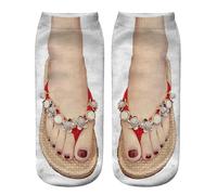 Generisch Medias sin soporte opacas rojas divertidas calcetines ocultos para correr para mujer, personalizables, medias abiertas, J., Talla única