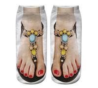 Generisch Medias sin soporte opacas rojas divertidas calcetines ocultos para correr para mujer, personalizables, medias abiertas, G, Talla única