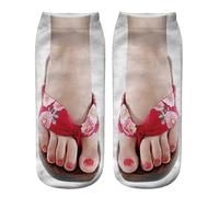 Generisch Medias sin soporte opacas rojas divertidas calcetines ocultos para correr para mujer, personalizables, medias abiertas, P, Talla única