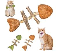 Generisch Mejora la salud dental de tu gato, juguete dental natural para gatos, juguete creativo en espiga para gatos, varilla de limpieza dental de madera con hierba gatera
