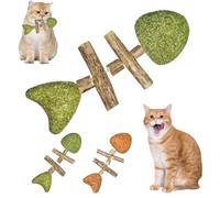 Generisch Mejora la salud dental de tu gato, juguete dental natural para gatos, juguete creativo en espiga para gatos, varilla de limpieza dental de madera con hierba gatera