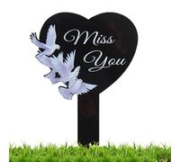 Generisch Memorial Grave Markers, Waterproof Metal Black Grave Stake Plaques, Heart Shape Graveyard Decorations, Remembrance Yard Stake for Friends, Humans, Outdoor