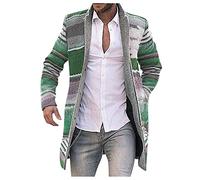 Generisch Men 's Classic Medium Long Cardigan% Windbreaker LongSlemit Sudadera Abrigos Abrigos Con Hombres, verde, 5XL