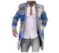 Generisch Men 's Classic Medium Long Cardigan% Windbreaker LongSlemit Sudadera Abrigos Abrigos Con Hombres, azul, L