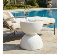 Generisch Mesa auxiliar para interior y exterior de terrazo MgO, color blanco, 100 kg, resistente a la intemperie, resistente a los rayos UV, para jardín, balcón, piscina, sin montaje, lista para usar