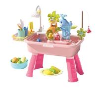 Generisch Mesa de agua de arena creativa, patas desmontables, tocador para niños, juguetes educativos de playa, grifo fluido, accesorios de juego para el laboratorio para la motricidad fina, promoción