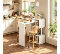 Generisch Mesa de bar multifuncional blanca con estantes 97,5 x 38 x 100 cm