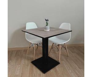 Generisch Mesa de bistró cuadrada con pata central 60/70/80 cm Roble Capri - Negro, 60 x 60