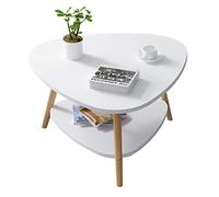 Generisch Mesa de café ovalada con estante - Mesa lateral de 2 niveles para salón, enfermería, oficina, sala de espera, recepción, mesa ideal para té y aperitivos