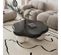 Generisch Mesa de centro en forma de nube, 80 cm, contraste blanco y negro, minimalista con forma de flor con patas esféricas, mesa de salón para niños y mascotas, para apartamentos pequeños