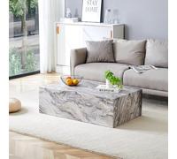 Generisch Mesa de centro rectangular gris con imitación de mármol 90×50×30 cm MDF No requiere montaje para sala de estar moderna de lujo escandinavo del norte de Europa