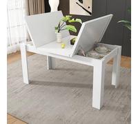 Generisch Mesa de comedor blanca de 120 x 70 cm con espacio de almacenamiento oculto, placa plegable, ahorra espacio y multifuncional para cocina/sala de estar, construcción robusta de MDF, fácil