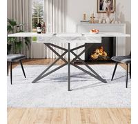 Generisch Mesa de comedor extensible 120/160 x 80 cm | Mesa de cocina con patas de estrella y aspecto de madera de nogal | Altura ajustable para todas las habitaciones