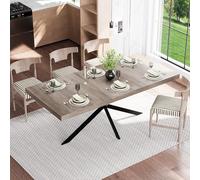 Generisch Mesa de comedor extensible 140-180 cm, gris, retro, rectangular, con espacio de almacenamiento oculto, tablero de fibra de densidad media + estructura de metal, para 4-6 personas, adecuada