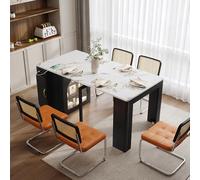 Generisch Mesa de comedor extensible con ruedas - Mesa multifuncional flexible con USB/Type-C e iluminación LED para cocina, comedor o mesa de bar (negro)