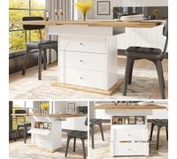 Generisch Mesa de comedor extensible telescópica 110-140 × 80 × 75 cm, mesa de cocina plegable para 4-6 personas, mesa de comedor que ahorra espacio con diseño minimalista en color blanco para cocina