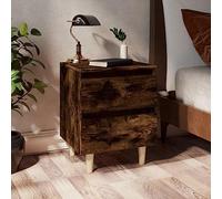 Generisch Mesillas de noche 2 unidades con patas de madera maciza de roble ahumado, elegante mesita de noche con dos cajones, estilo escandinavo, consola de noche estable y robusta, fácil de limpiar