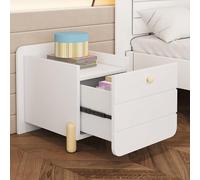 Generisch Mesita de noche con 1 cajón, silenciosa con estantes, patas de madera fina, espacio de almacenamiento en el salón y dormitorio, diseño único y minimalista, color blanco