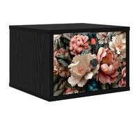 Generisch Mesita de noche montada en la pared Borne negro efecto roble | Montaje en pared, madera, botones de acero, compartimento espacioso, forma rectangular, fácil cuidado