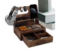 Generisch Mesita de noche - Soporte de madera para teléfono con cajón, estante multifuncional para teléfono móvil, accesorio de reloj, elegante elemento de noche para dormitorio, oficina o casa | para