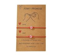 Generisch Message Mm Valentin Pulsera HEART AMOR Thread Love Couple For Friends Mascot Charm Lovers Rosa Natural Anillos, talla única, Plástico