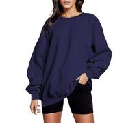 Generisch Mi carrito Ver Mujer Invierno, Top suelto Color Sólido Manga Hombro Sin Capucha Jersey Sudadera Mujer Navidad, marine, S