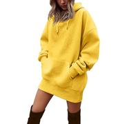 Generisch Mi cuenta Mujeres Sudaderas con capucha Vestido con capucha Vestido Casual Manga Larga Túnica Sudaderas de gran tamaño con bolsillo Chaqueta con capucha Hombres, amarillo, S